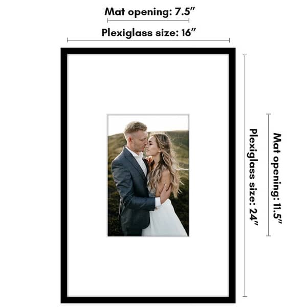 dimension image slide 3 of 7, Americanflat Picture Frame with Oversized Mat - Plexiglass Cover