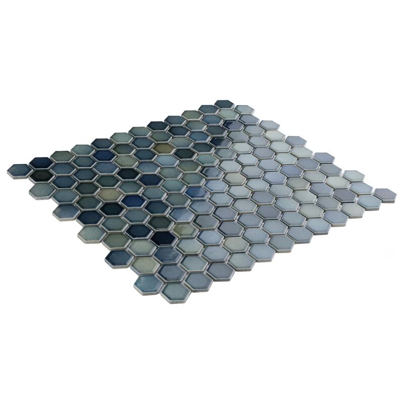 Merola Tile Hudson 1" Hex Atlantis 11-7/8" x 13-1/4" Porcelain Mosaic Floor and Wall Tile