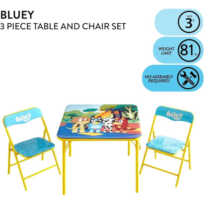 Bluey Kids Table and Chair Set 3 Piece Folding Activity Set 