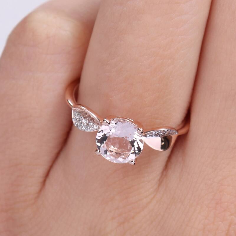 Miadora Morganite and Diamond Accent Cocktail Ring in 14k Rose Gold