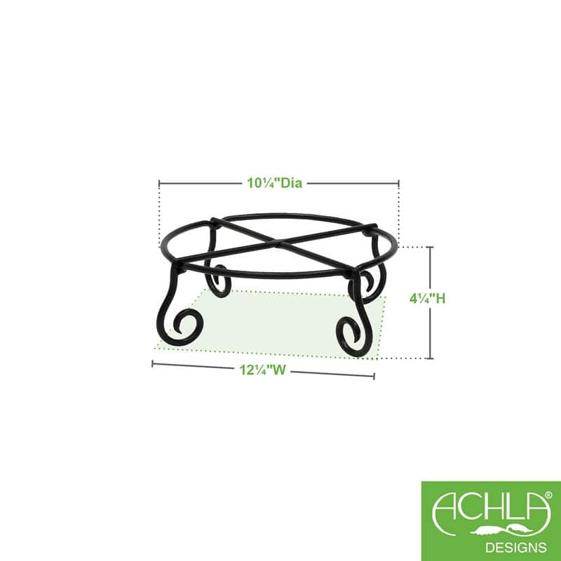 Achla Designs Small Short Piazza Plant Stand, 12.25 Inch Diameter, Black Powder Coat Finish