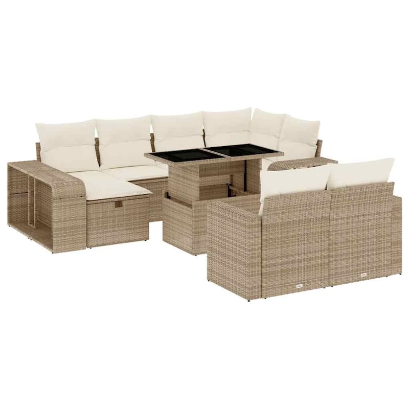 vidaXL Patio Sofa Set with Cushions Outdoor Furniture 11 Piece Poly Rattan - 24.4 x 24.4 x 27.2