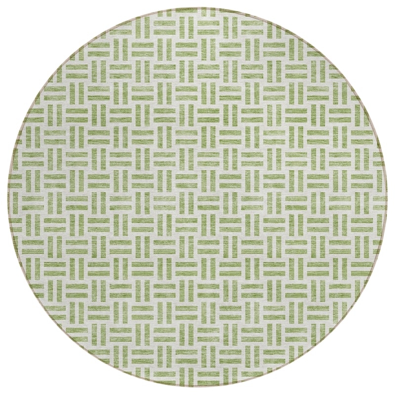 Machine Washable Indoor/ Outdoor Contemporary Basketweave Chantille Rug