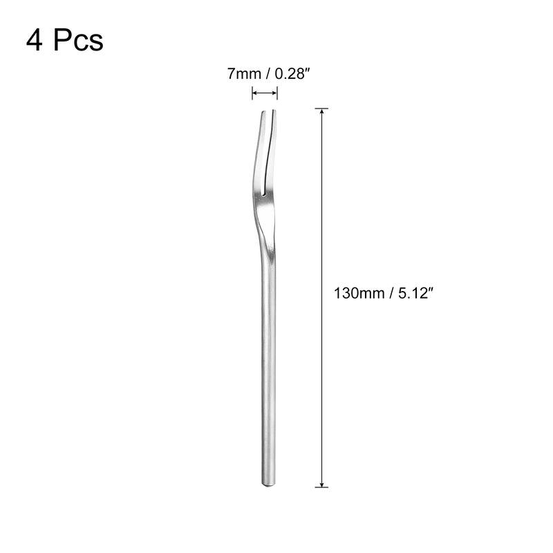 4Pcs Stainless Steel Fruit Forks, 5.12" Salad Fruit Tasting Forks for Birthday - Silver Tone - Silver Tone