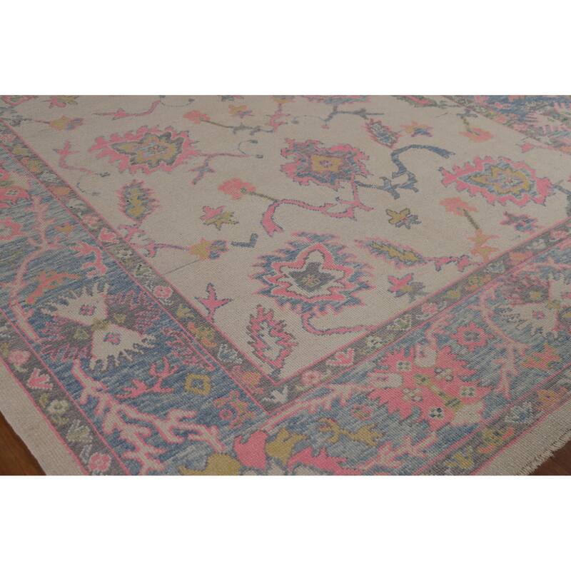 Hand Knotted Oriental 100% Wool Carpet Transitional All-Over Beige & Ivories Oushak Area Rug - 10' 7'' X 8' 4''