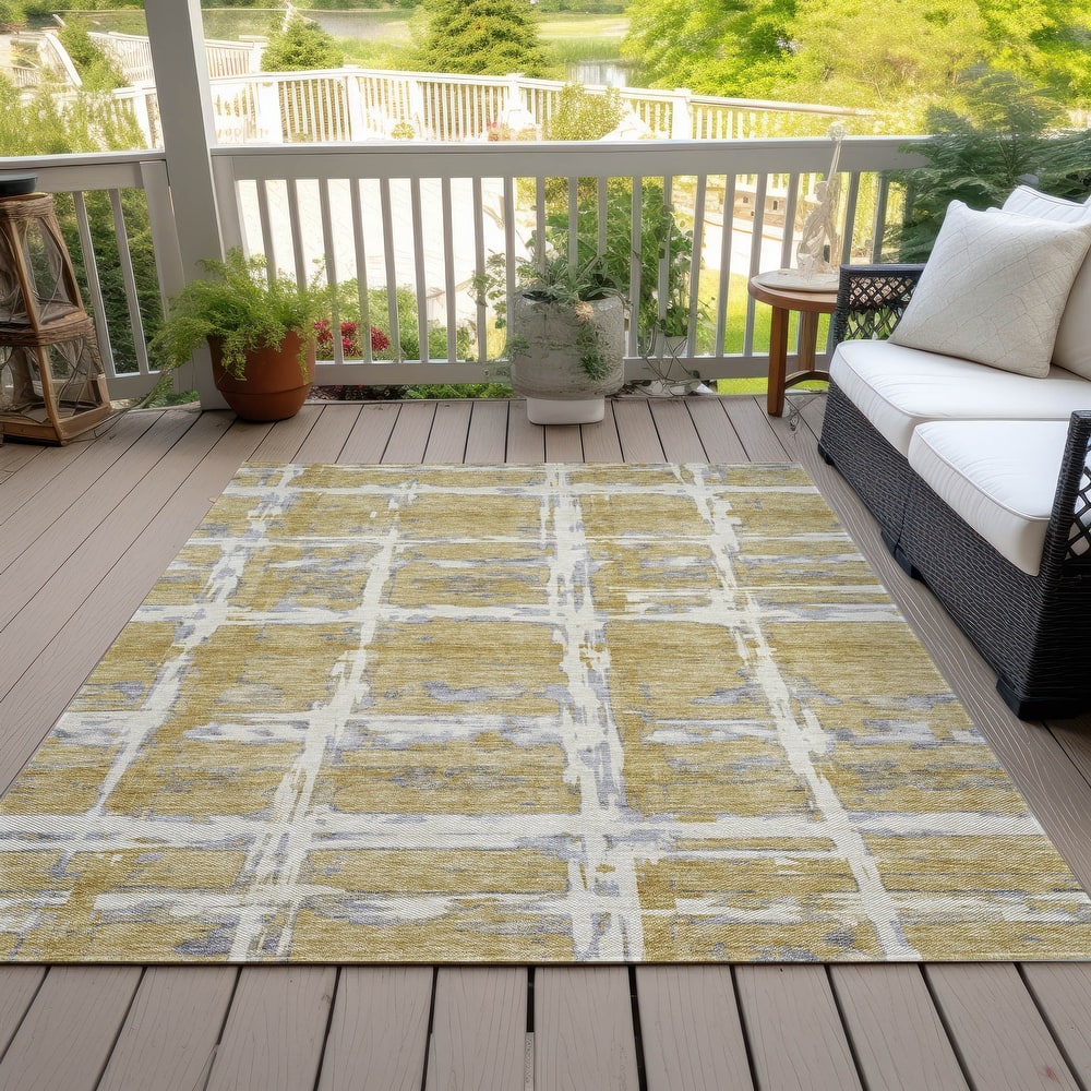 Machine Washable Indoor/ Outdoor Chantille Contemporary Abstract Rug