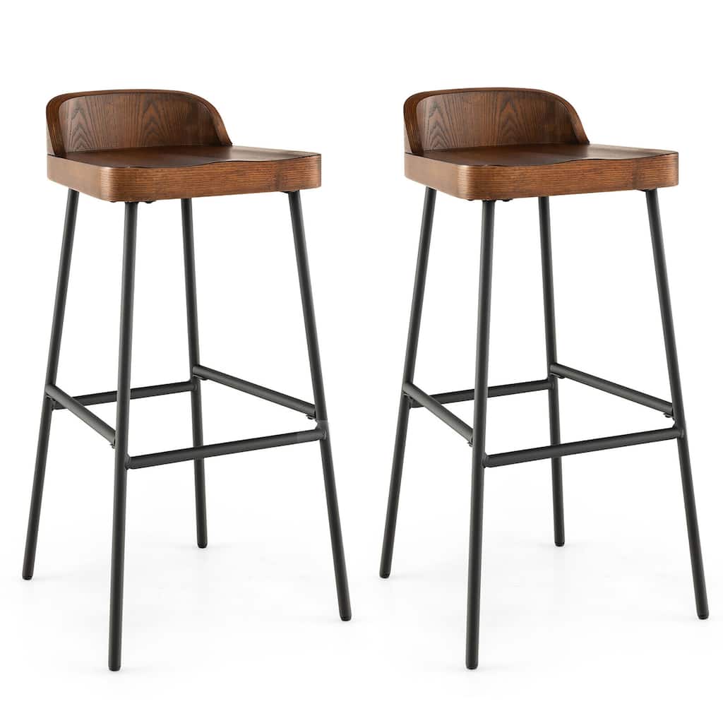 Gymax Set of 2 Industrial 29'' Bar Stool Bar Height Saddle Seat