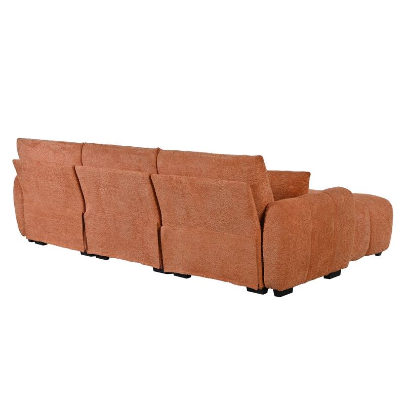 Roomfitters 110" Modular Sectional Sofa, L Shaped Couch with Extra Large Seat, Movable Ottoman, Boucle Upholstery