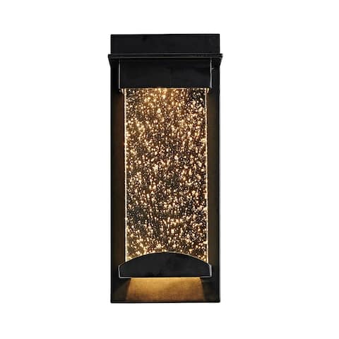 1-Light Black Dusk to Dawn LED Outdoor Wall Sconce with Clear Bubble Crystal