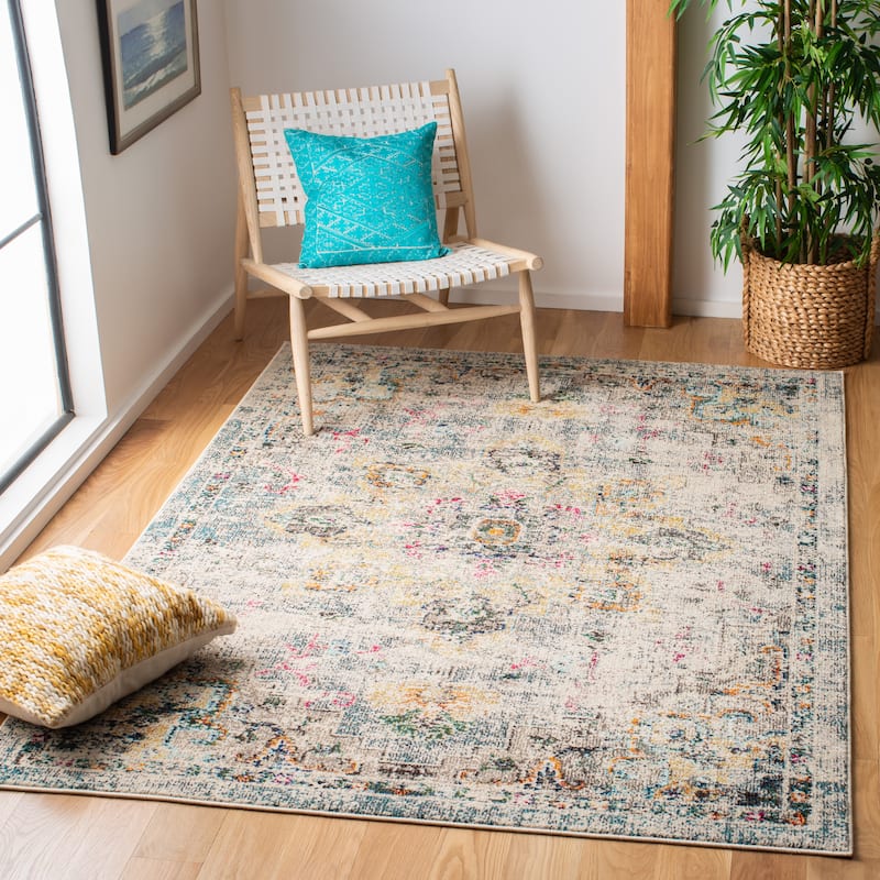 SAFAVIEH Madison Diederike Boho Medallion Distressed Rug - 6' x 9' - Grey/Gold