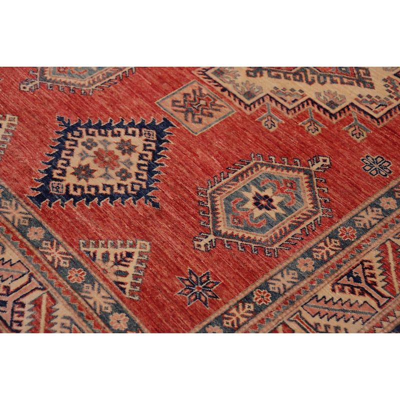 Rustic Super Kazak Cairo Rust/Beige Hand Knotted Wool Rug - 5'4'' x 7'7''