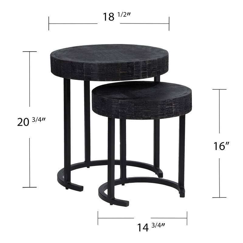 SEI Furniture Karelia Nesting Side Tables, Whitewashed/Black, Set of 2