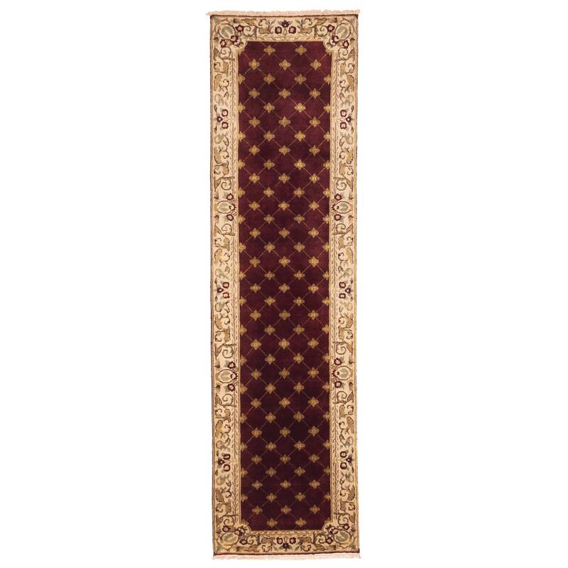 ECARPETGALLERY Hand-knotted Opulence Dark Red Wool Rug - 2'8 x 9'9