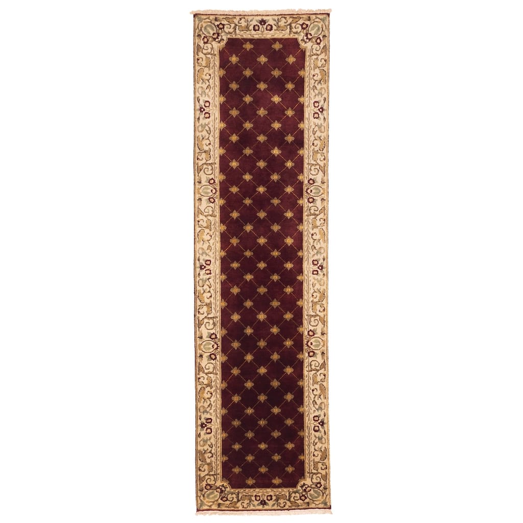 ECARPETGALLERY Hand-knotted Opulence Dark Red Wool Rug - 2'8 x 9'9