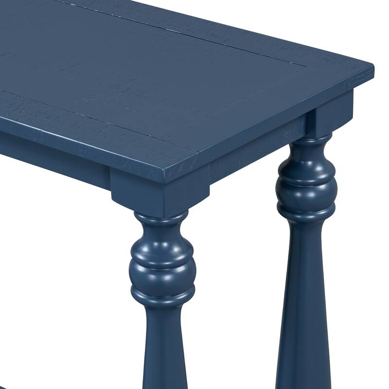 63" Vintage Console Table with Vase Legs & Shelf