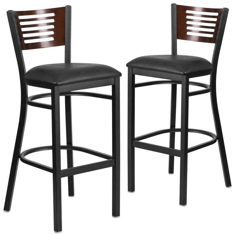 2 Pk. Hercules Series Decorative Slat Back Metal Restaurant Barstool - 19.75"W x 20"D x 43"H - 19.75"W x 20"D x 43"H