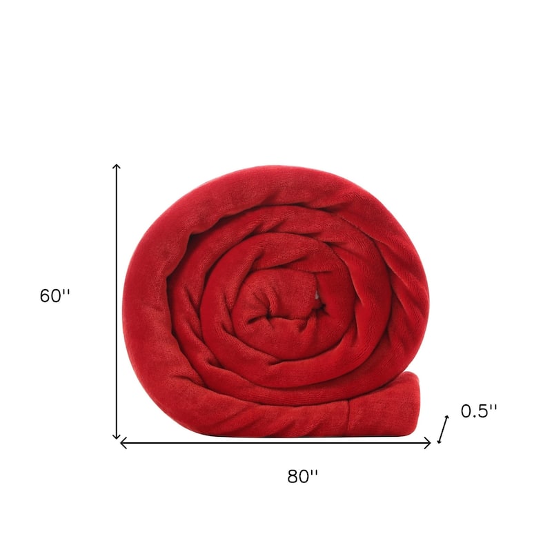 80" X 60" Red Knitted Polyester Plush Throw Blanket