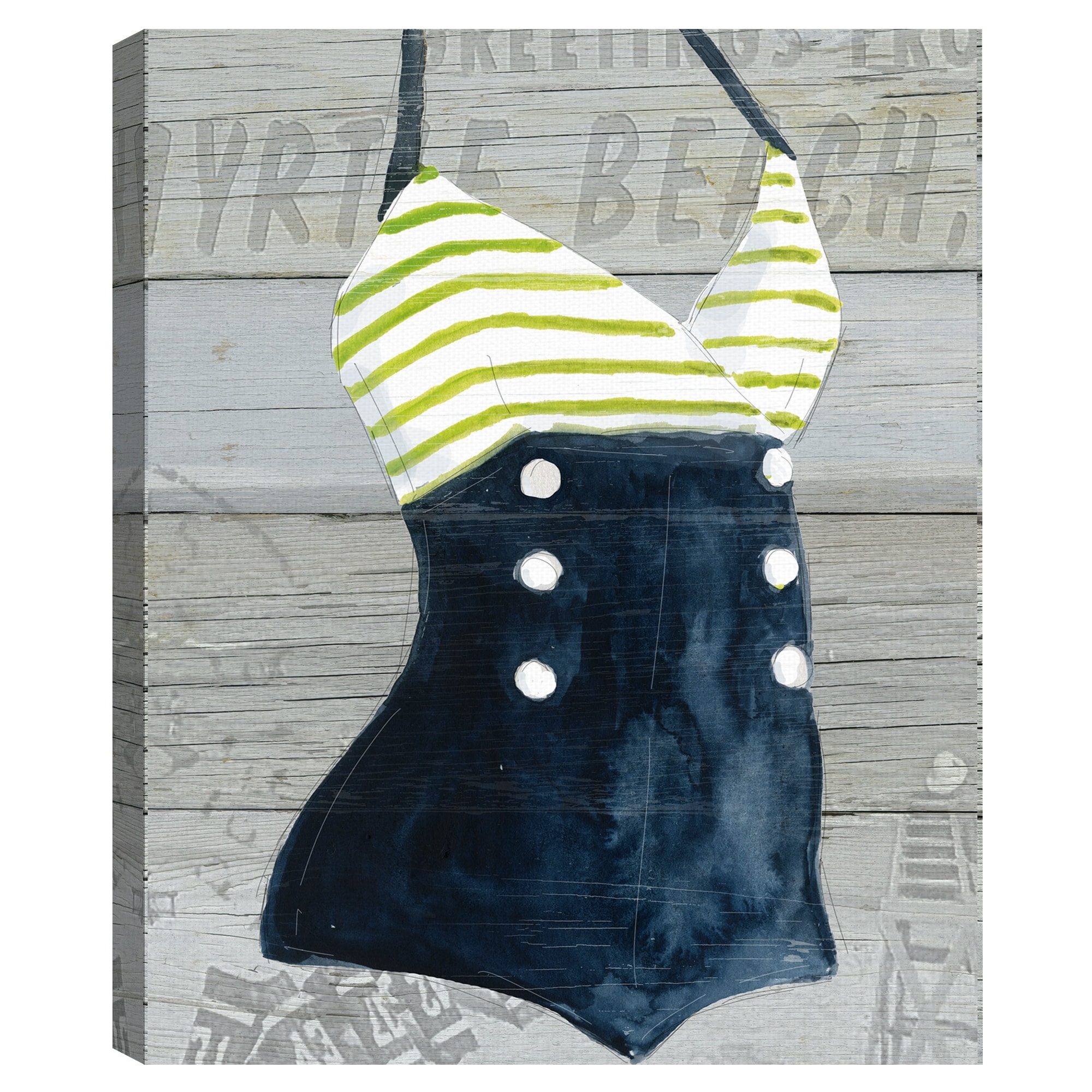 Vintage Swimwear I on Wood by Carol Robinson Canvas Art Print