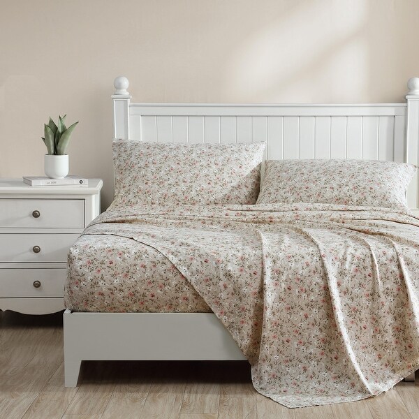 Laura Ashley Soft Silky Sateen Printed Cotton Sheet Set On Sale Bed Bath Beyond 7324834
