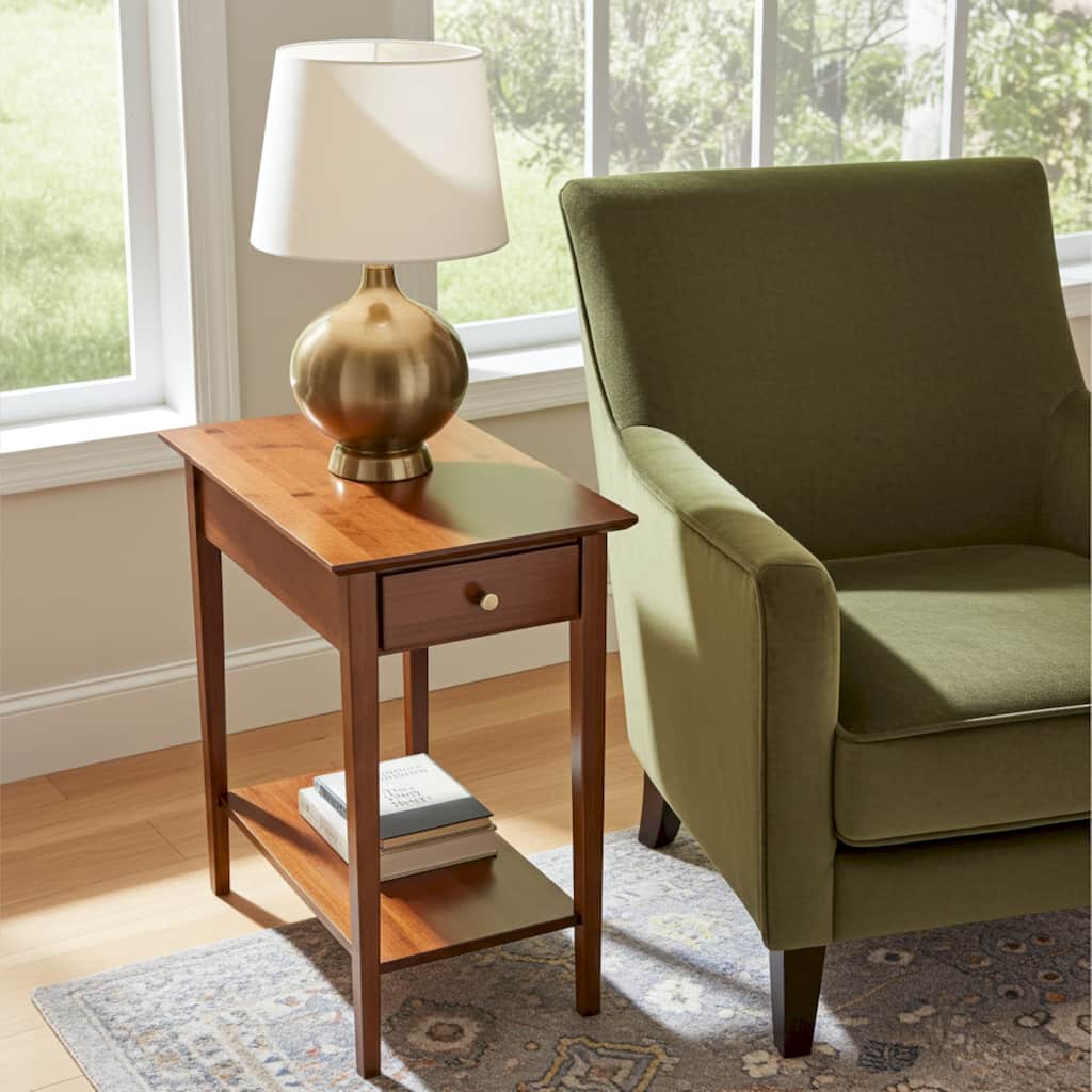 Solid Bamboo Recliner Table with Drawer