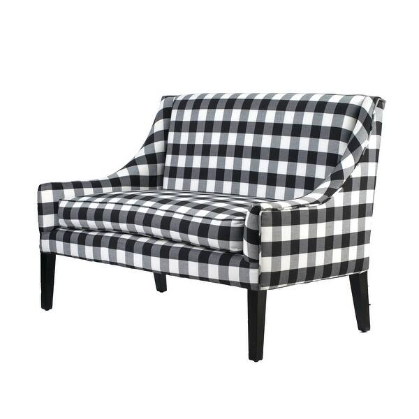 Shop Upholstered Black And White Plaid Settee On Sale