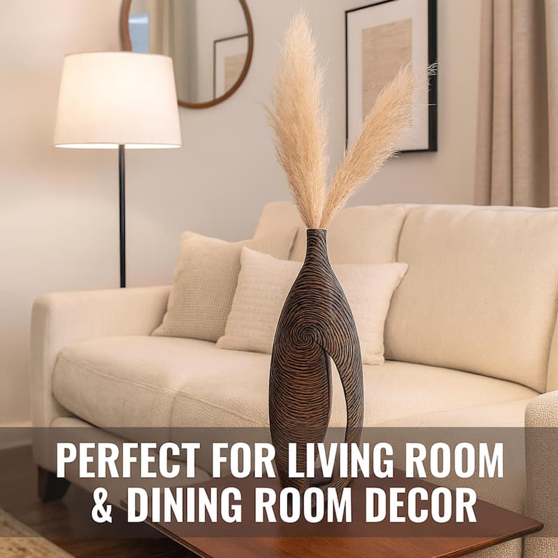 Aria Home Brown Textured Large Polyresin Vase Luxury Rustic Floor Decor