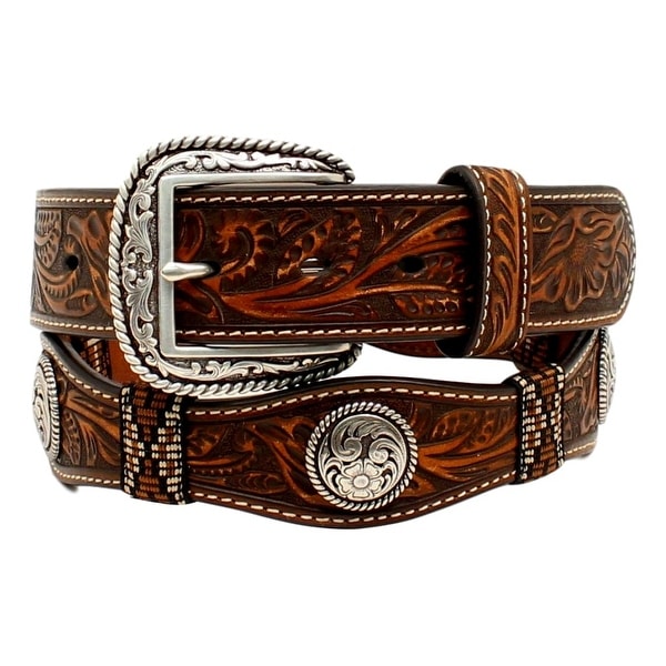 Belt Crocodile Tail Cut Design Embossed Leather Cowboy Western Style Brown Belt Crocodile Tail Cut Design Embossed Leather Cowboy Western Style Brown