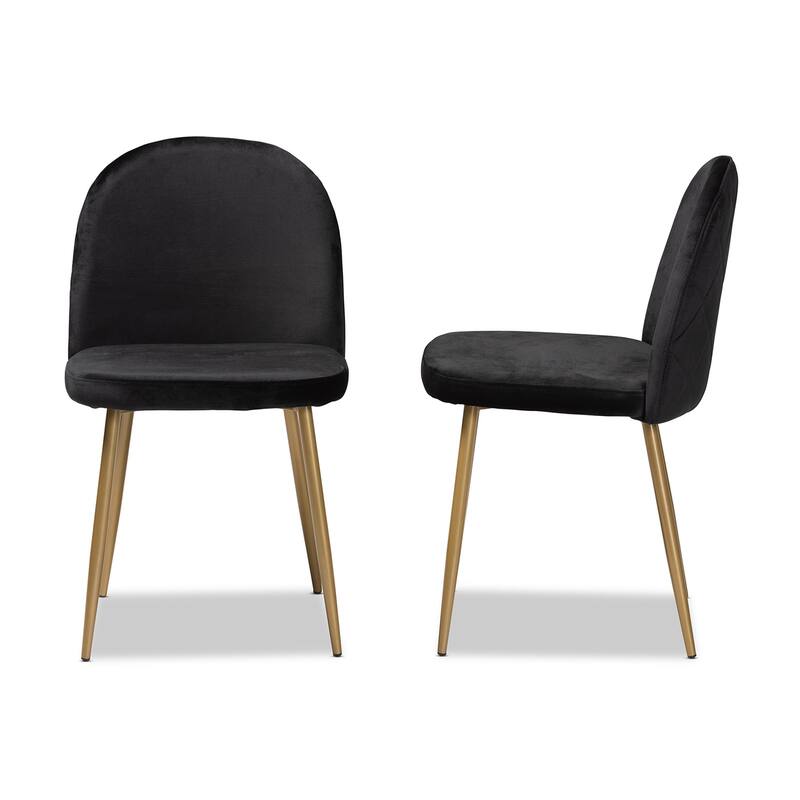 Velvet Dining Chairs Set of 2 - French Country Style, Gold Metal Legs, Upholstered Accent Chairs - 33.3