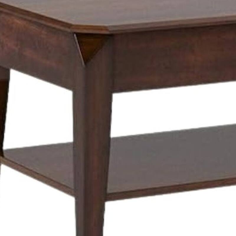 47 Inch Dark Brown Wood Lift Top Coffee Table with Storage Shelf - 23” x 19” x 47”