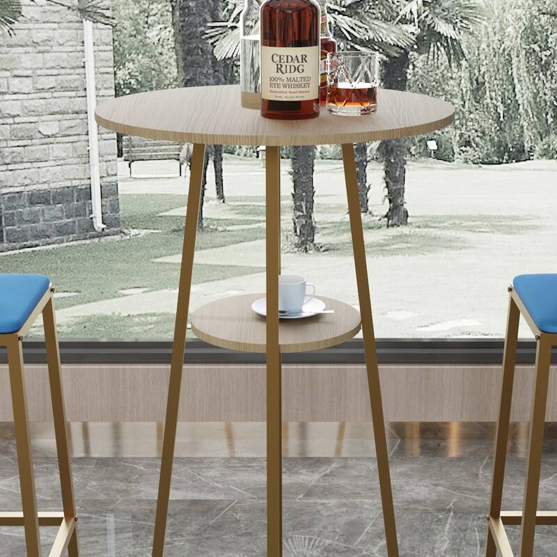 Bar table and chairs three piece set, frame, sponge made seat cushions and backrests, bar table with storage function