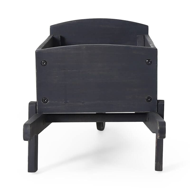 Wooden Wheelbarrow Planter Pot Garden Dark Grey Cart Planter Box On