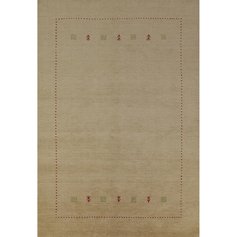 Hand Knotted Oriental 100% Wool Carpet Tribal Tribal Beige & Ivories Gabbeh Area Rug - 7' 9'' X 5' 7''