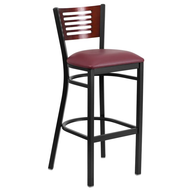 2 Pk. Hercules Series Decorative Slat Back Metal Restaurant Barstool - 19.75"W x 20"D x 43"H - 19.75"W x 20"D x 43"H
