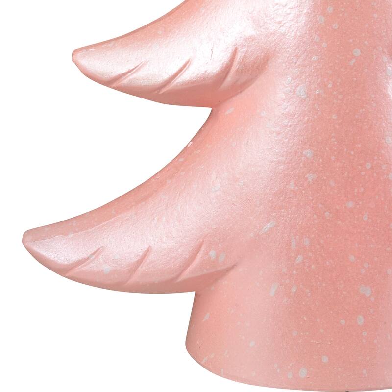 Snowy Shiny Christmas Tree Tabletop Decoration - 10" - Light Pink