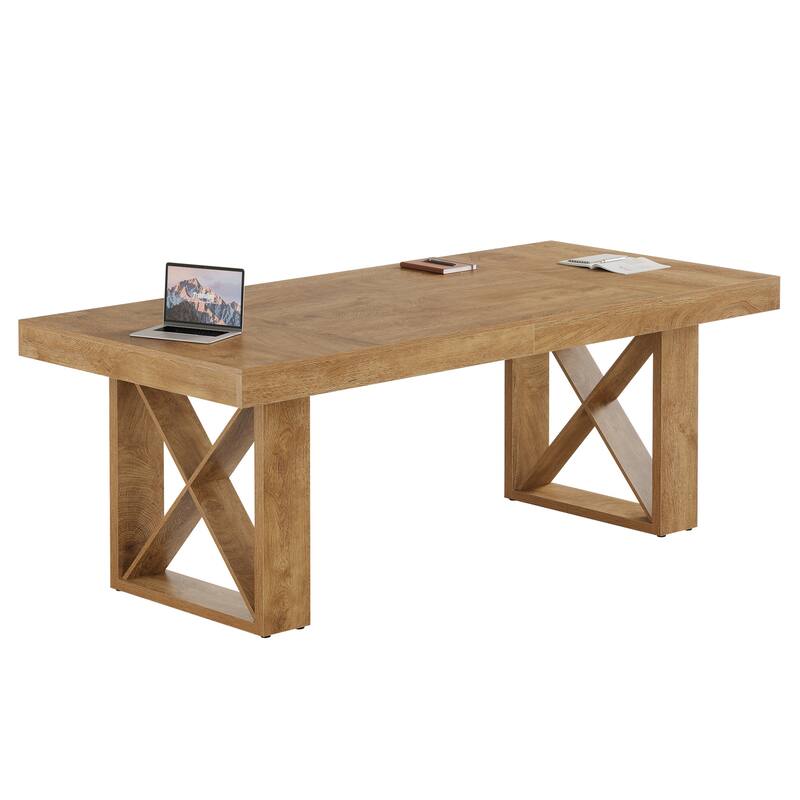 63-Inch Long Wood Conference Table, Simple Meeting Desk for Home Office & Small Team Gatherings