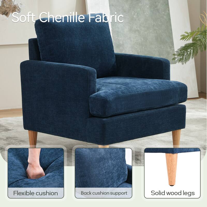 set of 1 Accent Chair for Bedroom Living Room with Wood Legs