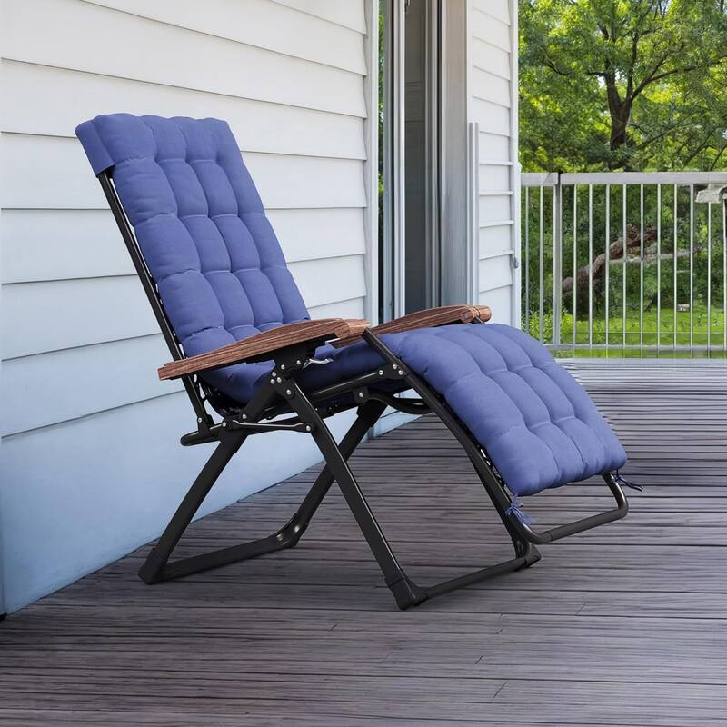 PURPLE LEAF Patio Chaise Lounge Outdoor Beach Pool Sunbathing Lawn Lounger Recliner Chair - NavyBlue,Standard