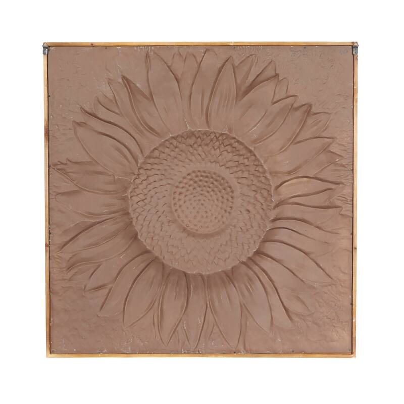 Gray Metal Sunflower Floral Home Wall Decor with Embossed Details