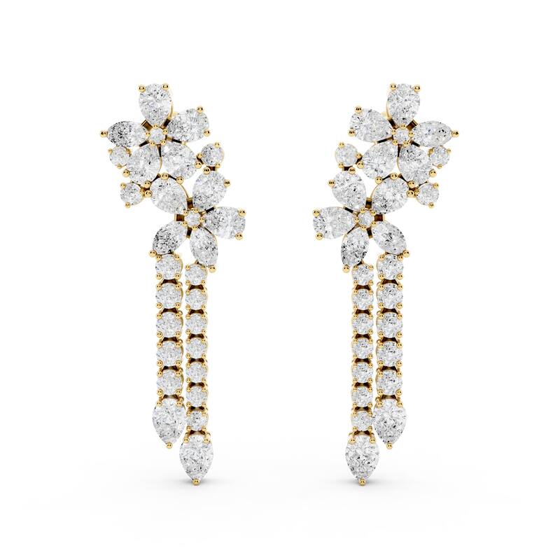 Auriya 14k Gold 3 1/5ctw Lab Grown Diamond Dangle Earrings (E-F VS) - Yellow