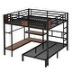 preview thumbnail 7 of 10, Queen Over Twin Bunk Bed with Storage Area Shelves Hangers Noise Reduced Black