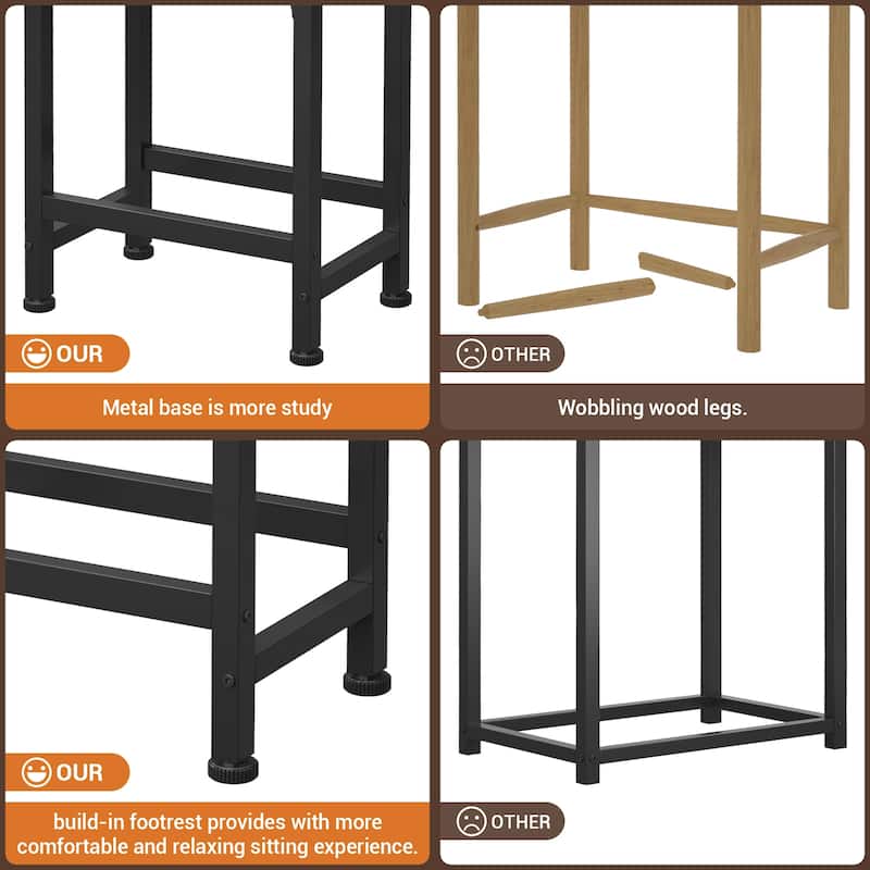 Counter-Height Stools Saddle Stool, PU Leather Barstools with Metal Base, Soft Cushion