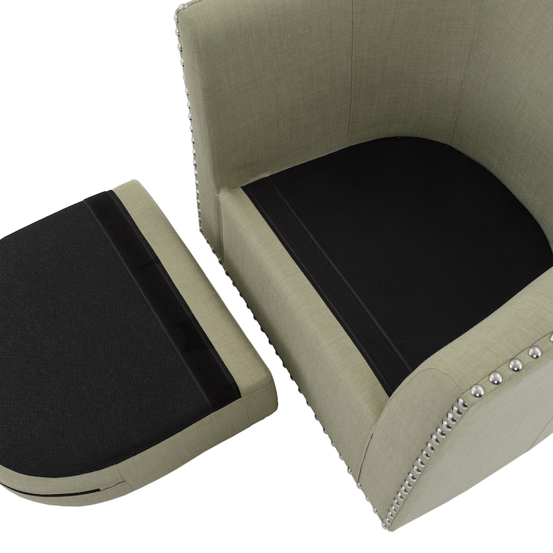 Modern Swivel Barrel Chair with Nailhead Trim