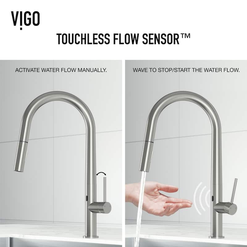 VIGO Greenwich 18" H Single Handle Pull-Down Sprayer Kitchen Faucet with Touchless Sensor