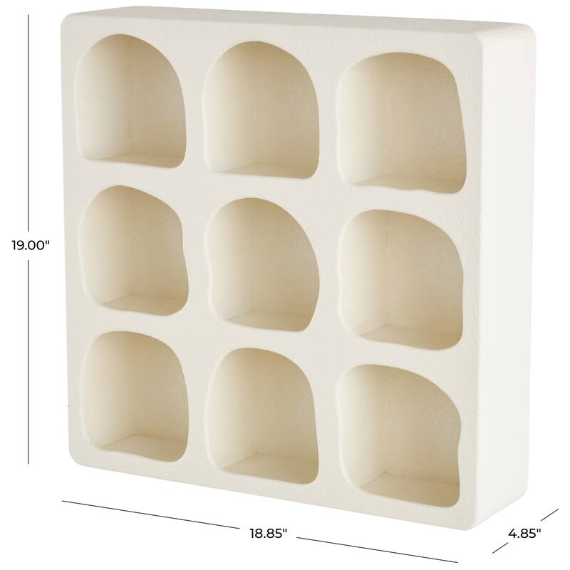 Cream or Black Wood 9 Shelf Geometric Room Wall Shelf