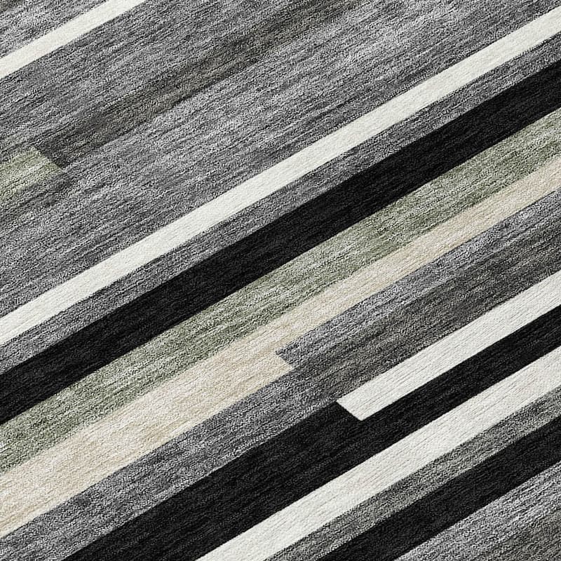 Machine Washable Indoor/ Outdoor Chantille Contempory Stripe Rug