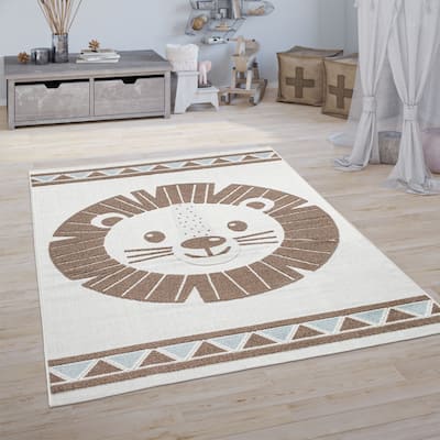 Kids Rug Happy Lion Motif Play-Mat with Contour Cut