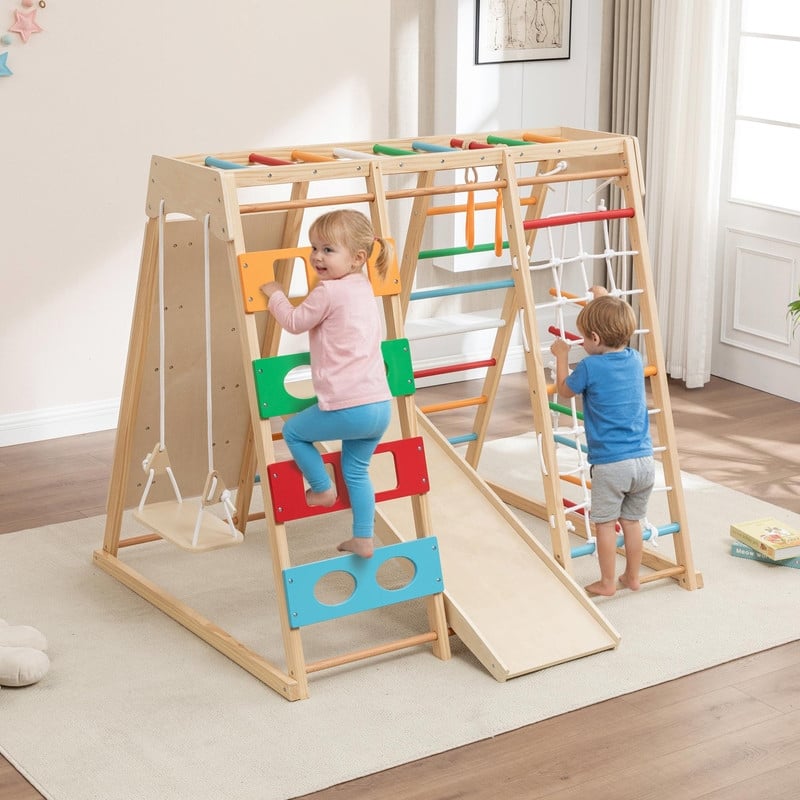 2-in-1 Slide & Climb Set: 9-in-1 Outdoor Playset for Motor Skills Development, Fun & Safe Play