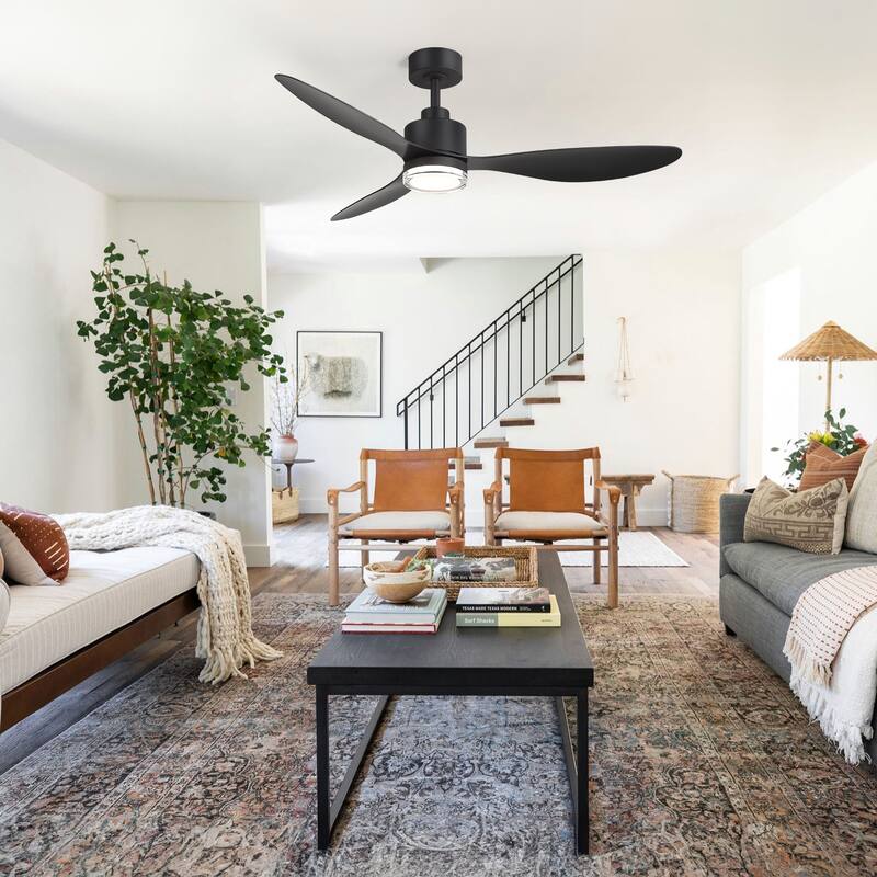 52" Black/Gold LED Ceiling Fan with Light and Remote(3-Blade)