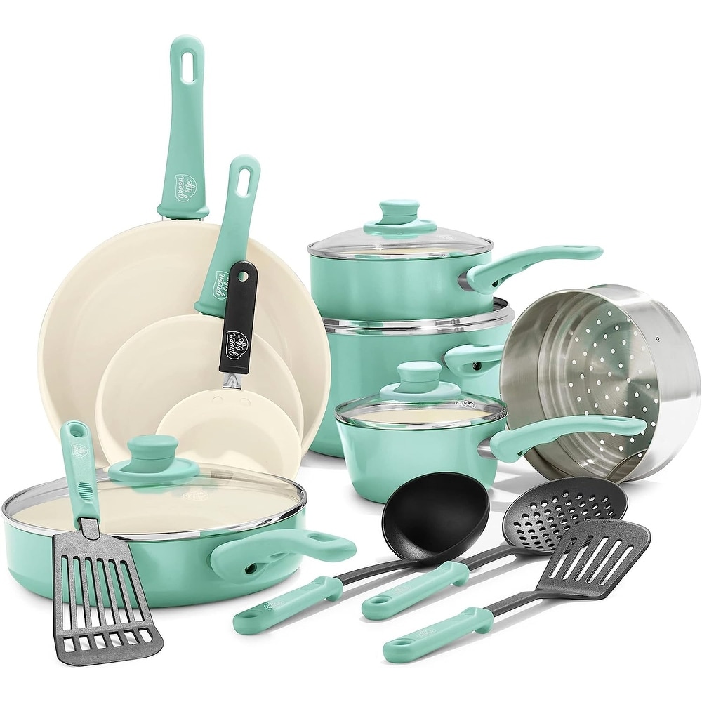 Farberware 12-Piece Easy Clean Nonstick Pots and Pans/Cookware Set, Aqua -  AliExpress