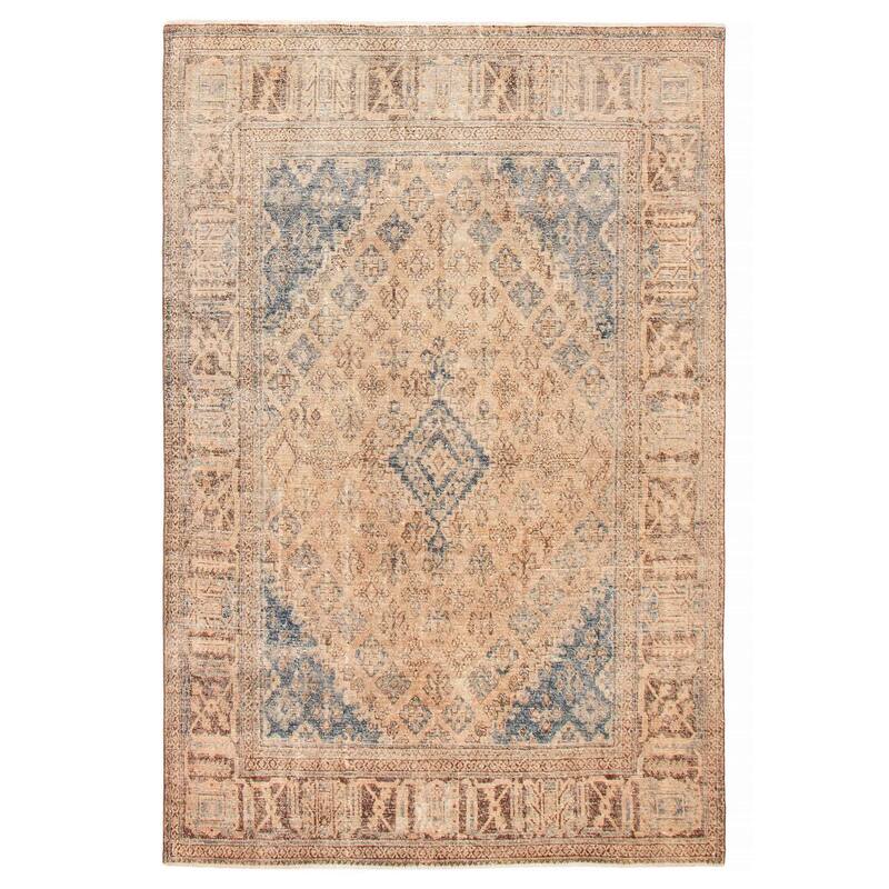 ECARPETGALLERY Hand-knotted Antalya Vintage Tan Wool Rug - 7'5 x 11'1 - Tan - 7'5 x 11'1